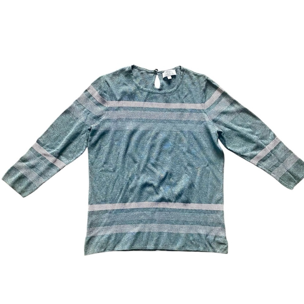 Laura Gray Pink Striped Knit Sweater Small